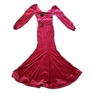 Chic Long Sleeve Pink Dress